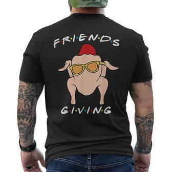 Happy Friendsgiving Thanksgiving Turkey Friends Men's T-shirt Back Print - Seseable