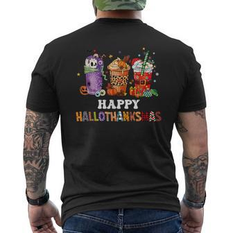 Happy Hallothanksmas Pumpkin Spice Cups Men's T-shirt Back Print - Thegiftio UK