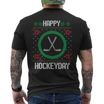 Happy Hockey Days Ugly Christmas Sweater Hockey Men's T-shirt Back Print - Monsterry AU