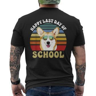 Happy Last Day Of School Corgi Dog Summer Beach Vibe Mens Back Print T-shirt | Mazezy