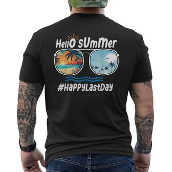 Happy Last Day Of School Hello Summer Sunglasses Beach Mens Back Print T-shirt | Mazezy