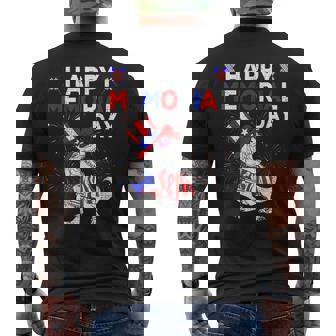 Happy Memorial Day 4Th Of July Dinosaur American Flag Hat Mens Back Print T-shirt - Thegiftio