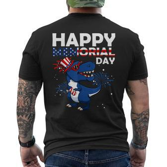 Happy Memorial Day 4Th Of July Dinosaur American Flag Hat Men's Crewneck Short Sleeve Back Print T-shirt