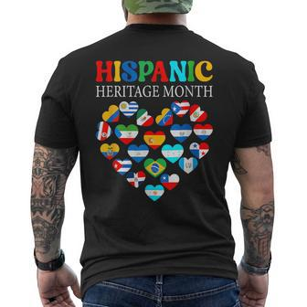 Happy National Hispanic Heritage Month All Countries Heart Men's T-shirt Back Print - Seseable