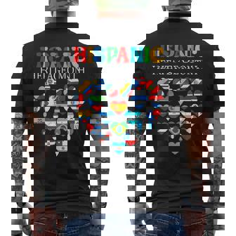 Happy National Hispanic Heritage Month All Countries Heart Men's T-shirt Back Print | Mazezy