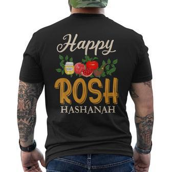 Happy Rosh Hashanah Holiday Jewish New Year Shofar And Honey Men's T-shirt Back Print - Monsterry DE