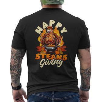 Happy Steaks Giving Thanksgiving Bbq Men's T-shirt Back Print | Mazezy