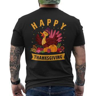 Happy Thanksgiving Dinner Turkey Lover Men's T-shirt Back Print - Seseable