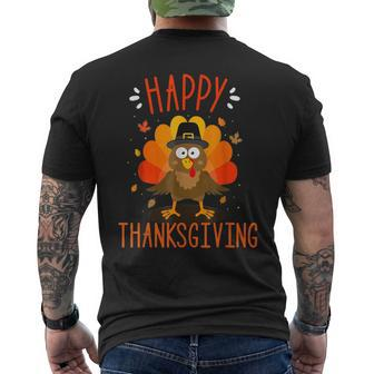 Happy Thanksgiving For Turkey Day Family Dinner Men's T-shirt Back Print - Seseable