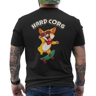Hard Corq Funny Corgi Hard Core Joke Pun Mens Back Print T-shirt | Mazezy