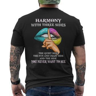 Harmony Name Gift Harmony With Three Sides Mens Back Print T-shirt - Seseable