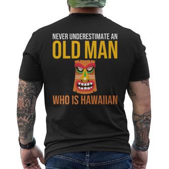 Hawaii Never Underestimate An Old Man Who Is Hawaiian Gift For Mens Mens Back Print T-shirt | Seseable CA