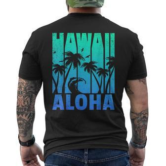 Hawaii Vintage Hawaiian Islands Aloha State Retro Beach Surf Mens Back Print T-shirt | Mazezy