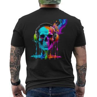 Headphone Skull Mens Back Print T-shirt - Seseable