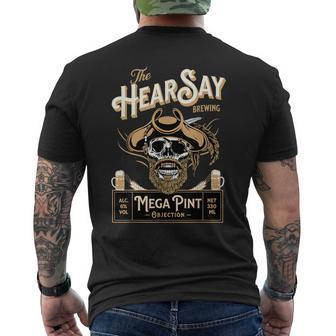 Hearsay Mega Pint Brewing Objection Brewing Funny Gifts Mens Back Print T-shirt | Mazezy