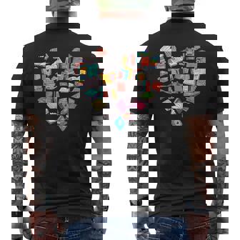 Heart Bookshelf Book Lover School Librarian Library Mens Back Print T-shirt | Mazezy