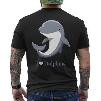 I Heart Love Dolphins Cute Bottlenose Dolphin Men's T-shirt Back Print | Mazezy