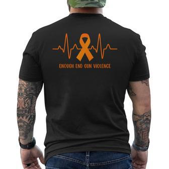 Heartbeat Enough End Gun Violence Awareness Orange Ribbon Mens Back Print T-shirt | Mazezy