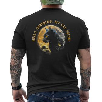 Hello Darkness My Old Friend Cat Moon Men's T-shirt Back Print - Monsterry CA
