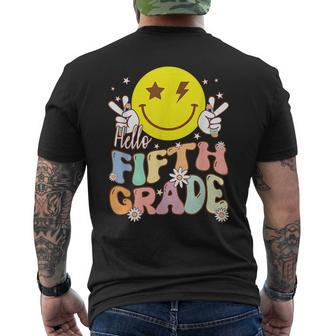 Hello Fifth Grade Hippie Smile Face 5Th Grade Back To School Mens Back Print T-shirt | Mazezy AU