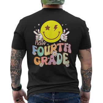 Hello Fourth Grade Funny Smile Face 4Th Grade Back To School Mens Back Print T-shirt | Mazezy