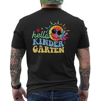 Hello Kindergarten Fun Colorful Back To School Retro Peace Men's T-shirt Back Print - Seseable
