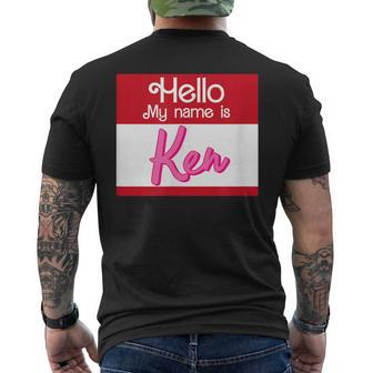 Hello My Name Is Ken Halloween Name Tag Personalized Men's T-shirt Back Print - Seseable