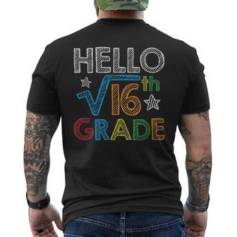 Hello Square Root 16 4Th Grade Back To School Math Nerd Gift Math Funny Gifts Mens Back Print T-shirt | Mazezy