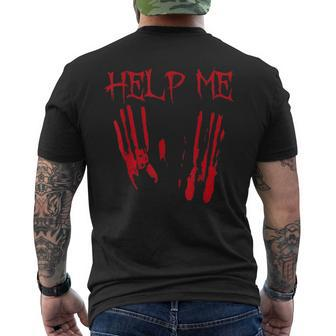Help Me Halloween Bloody Creepy Vintage Horror Movie Gift Halloween Funny Gifts Mens Back Print T-shirt | Mazezy