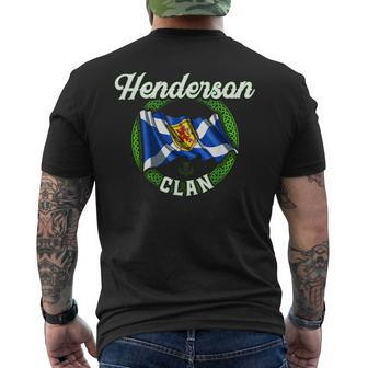 Henderson Clan Scottish Last Name Scotland Flag Funny Last Name Designs Funny Gifts Mens Back Print T-shirt | Mazezy