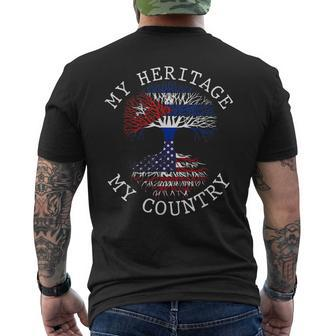 My Heritage My Country Cuban American Flag Root Tree Men's T-shirt Back Print - Monsterry DE