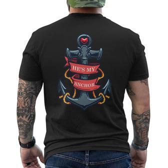 Hes My Anchor Vintage Tattoo Style Illustration Mens Back Print T-shirt | Mazezy