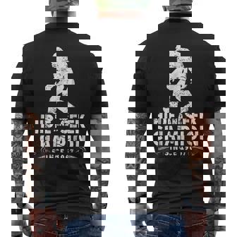 Hide & Seek Champion 1967 Funny Bigfoot Sasquatch Gift Sasquatch Funny Gifts Mens Back Print T-shirt | Mazezy