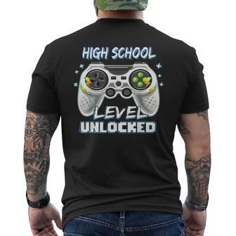 High School Level Unlocked Gamer First Day Of School Boys Mens Back Print T-shirt - Seseable