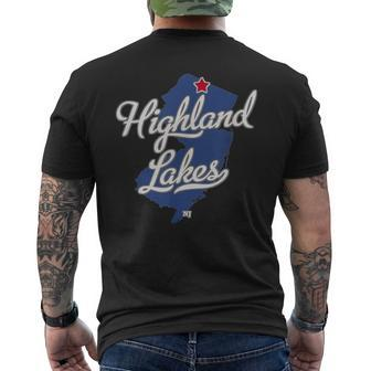 Highland Lakes New Jersey Nj Map Men's T-shirt Back Print | Mazezy