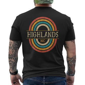 Highlands North Carolina Vintage Nc Distressed 70S 80S Retro Men's T-shirt Back Print | Mazezy