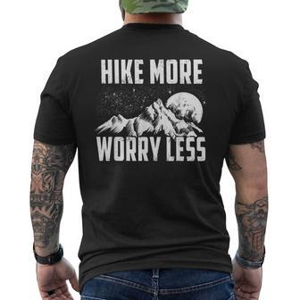 Hike More Worry Less Funny Nature Lover Hiking Mountain Gift Mens Back Print T-shirt | Mazezy