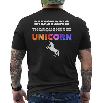 Hilarious Mustang Thoroughbred Unicorn Funny Gift Unicorn Funny Gifts Mens Back Print T-shirt | Mazezy