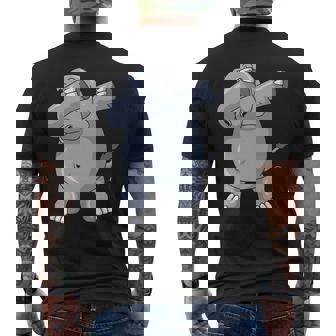 Hippo Dabbing Hippo Dab Funny Hippo Mens Back Print T-shirt | Mazezy