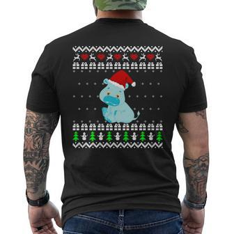 Hippo Ugly Christmas Sweater Men's T-shirt Back Print - Monsterry