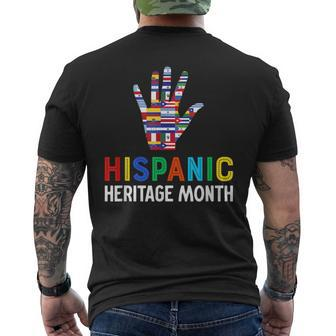 Hispanic Heritage Month Hand Flag Root Latino Mens Back Print T-shirt | Mazezy