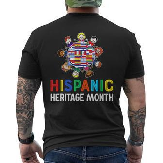 Hispanic Heritage Month Kids Hand Flag Root Latino Mens Back Print T-shirt | Mazezy
