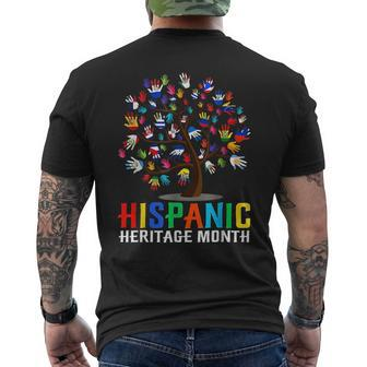 Hispanic Heritage Month Latino Countries Hand Flag Tree Root Mens Back Print T-shirt | Mazezy