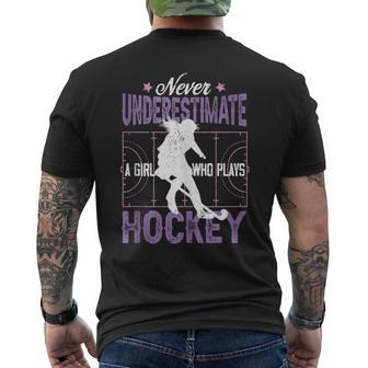 Hockey Girl Never Underestimate A Girl Who Plays Hockey Mens Back Print T-shirt - Seseable