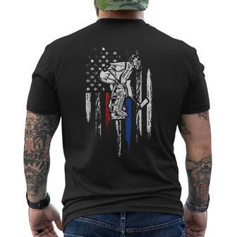 Hockey Goalie American Flag Patriotic Usa 4Th Of July Gift Mens Back Print T-shirt | Mazezy