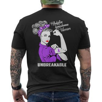 Hodgkin Lymphoma Warrior Unbreakable Awareness Men's T-shirt Back Print | Mazezy