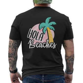Hola Beaches Palm Tree Beach Summer Vacation Men's T-shirt Back Print | Mazezy