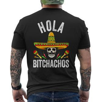 Hola Bitchachos Mexican Skull Cinco De Mayo Men's T-shirt Back Print - Monsterry CA