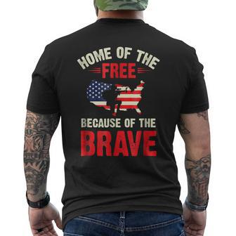 Home Of The Free Because Of The Brave 4Th July Army Men's Back Print T-shirt | Mazezy