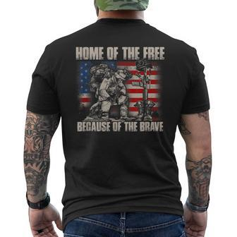 Home Of The Free Because Of The Brave American Flag Men's Back Print T-shirt | Mazezy